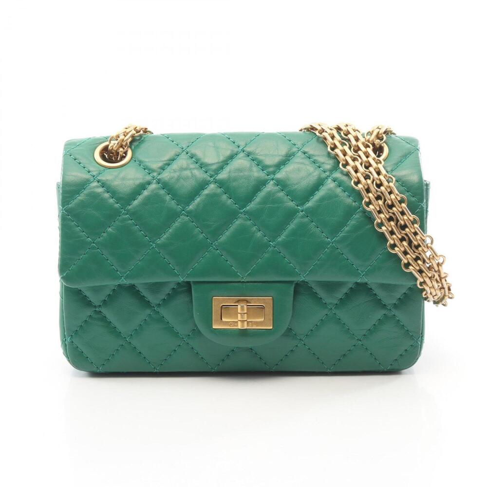 Chanel 2.55 Mini Matelassé Shoulder Bag/Handbag, Leather, Women's, Green